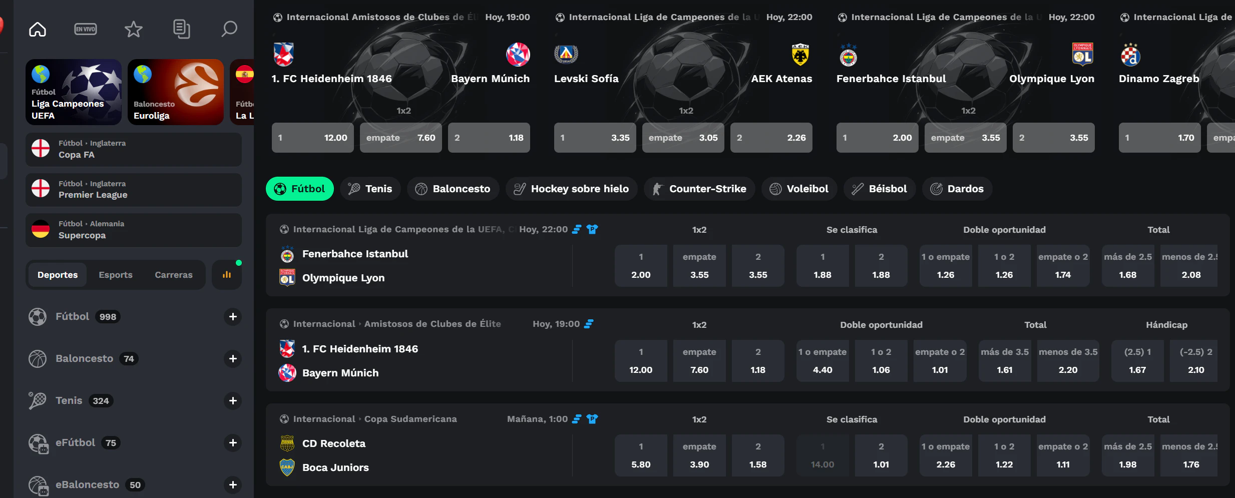 Apuestas deportivas y eSports en BetOnRed Casino