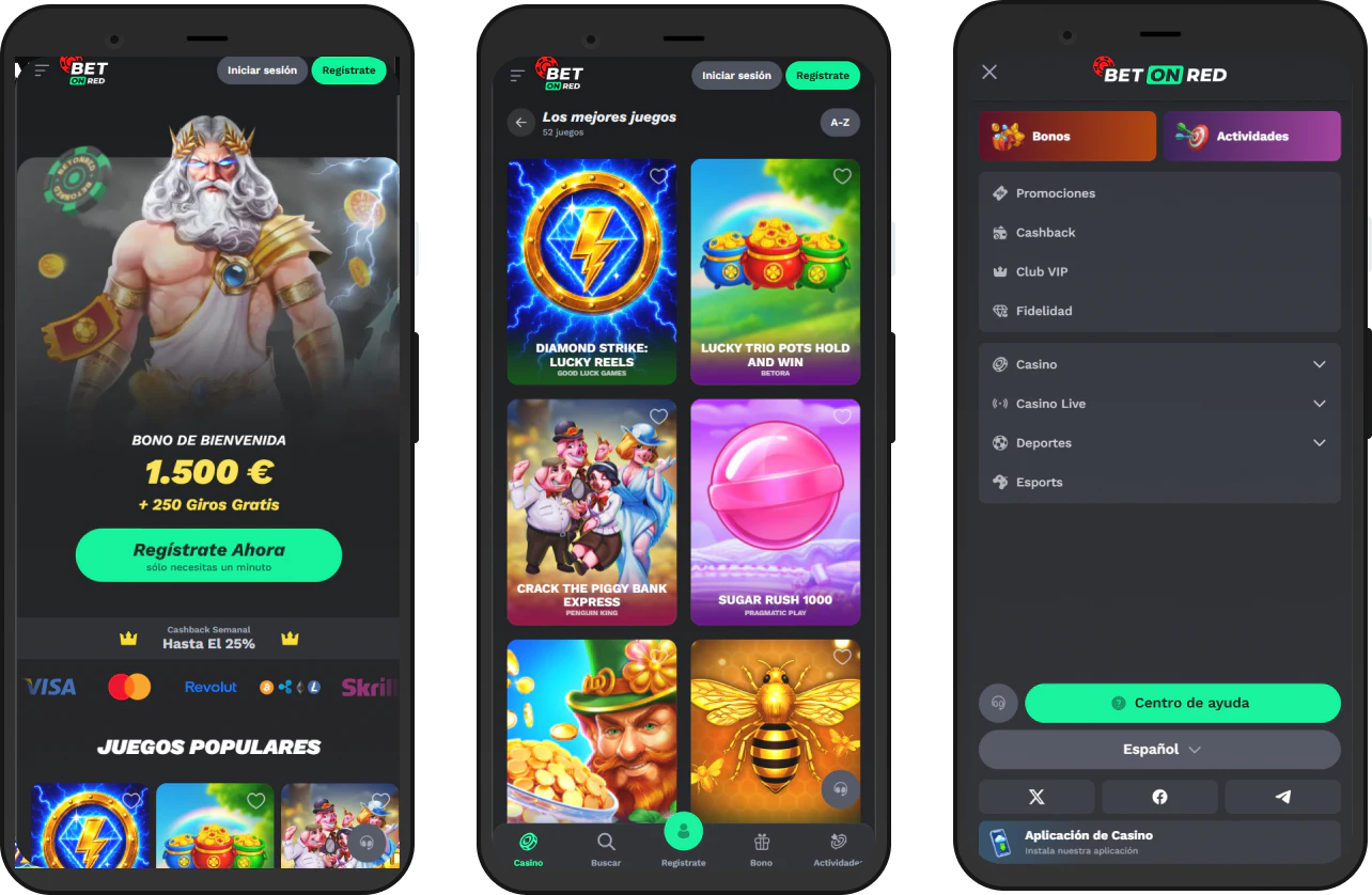 Versión móvil de BetOnRed Casino